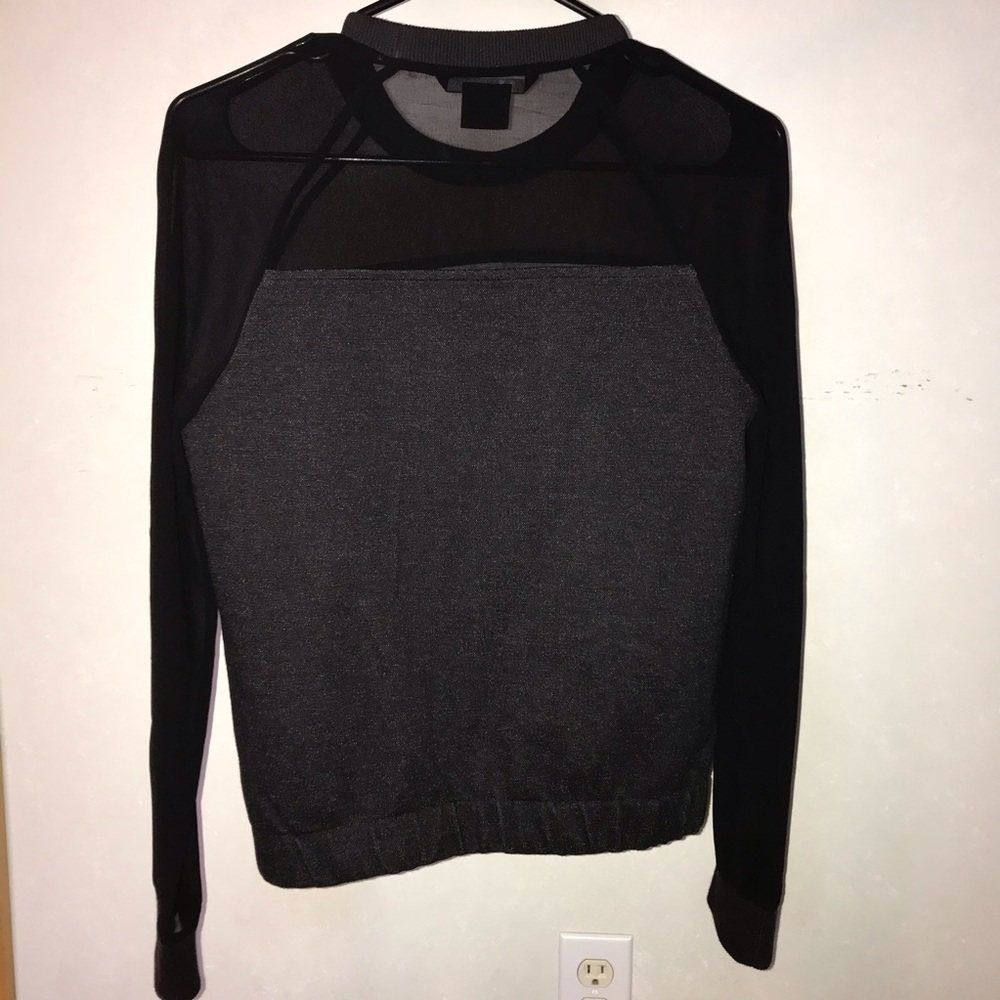 Armani Exchange black long sleeve mesh crewneck